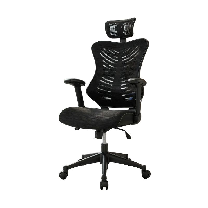 silla gerencial rumania marco-negro-malla-negra-asiento-negro