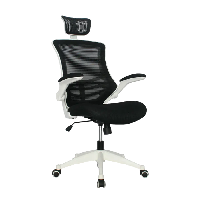 Silla Gerencial Singapur Marco blanco malla negra asiento negro