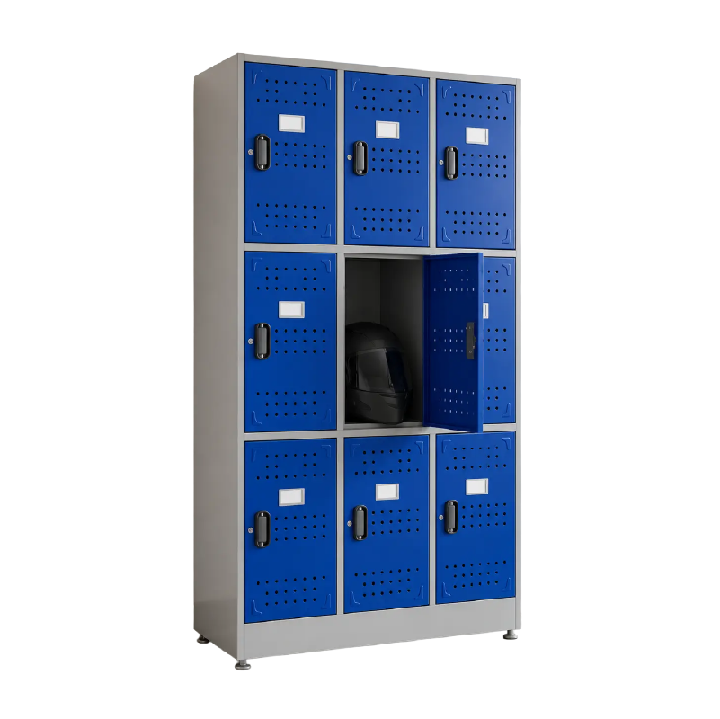 Locker metálico para cascos de 9 puestos para universidades y colegio