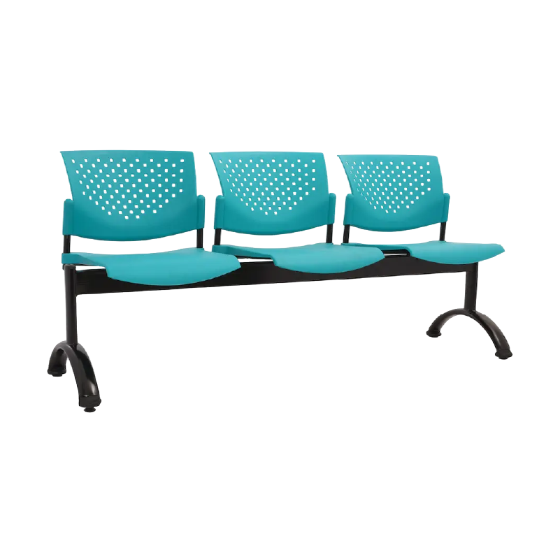 silla tándem Butterfly para sala de espera 3 puestos verde plastica