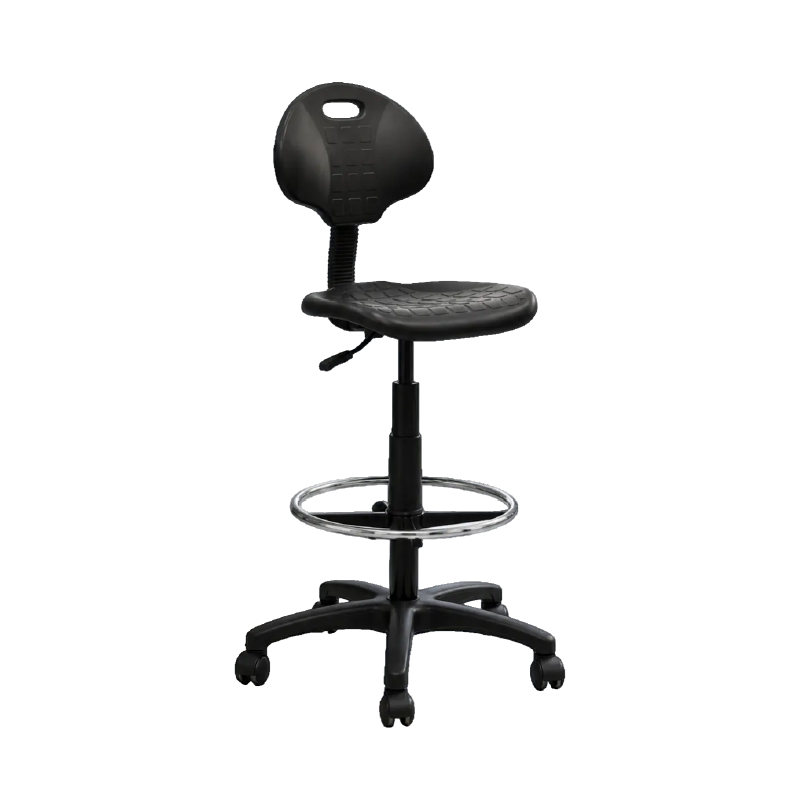 silla laboratorio tipo cajero sin espaldar negra