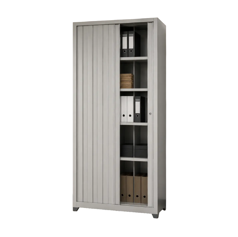 folderama metálico de 2.10 m para archivo. Mueble alto con puertas tipo fuelle, cerradura central 1