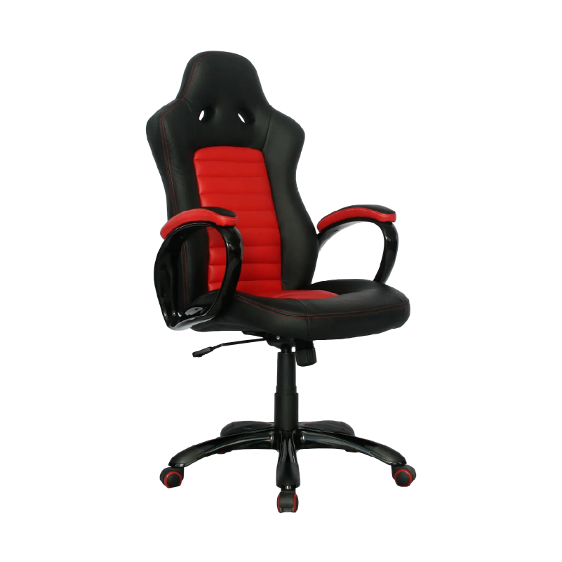 Silla Gamer Deportiva Reclinable en Cuero Sintético rojo y negro