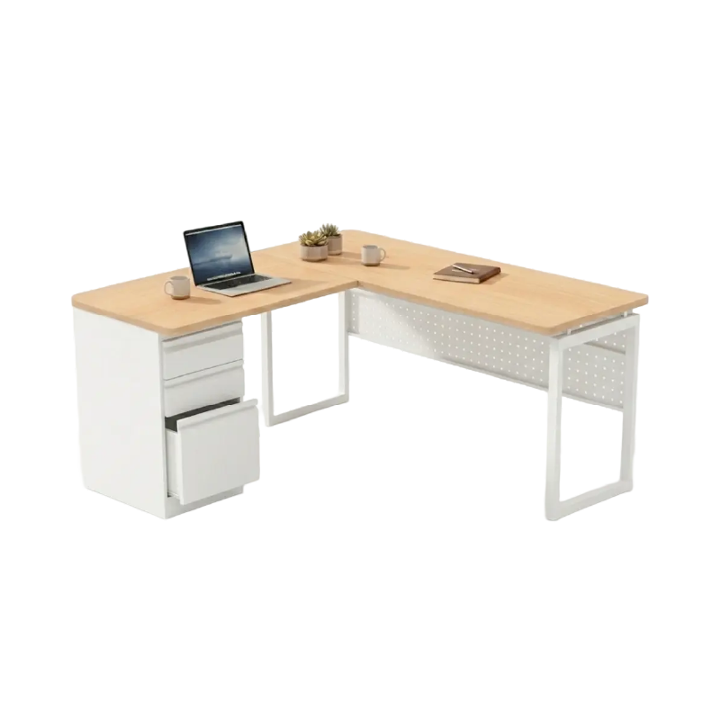 Escritorio modular en L Prime Desk con archivo 2x1 metálico para oficina