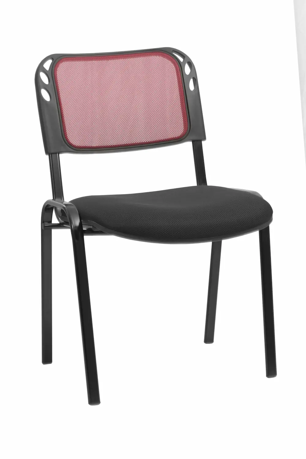 Silla interlocutora para oficina isoceles con malla roja