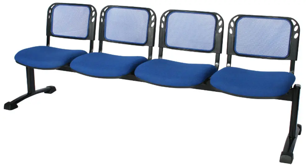 Silla tándem en malla de 3 puestos para sala de espera azul