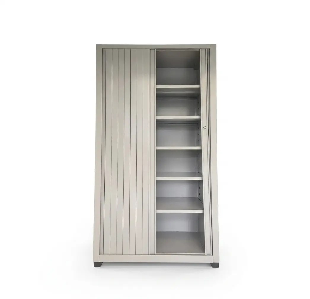 folderama metálico de 2.10 m para archivo. Mueble alto con puertas tipo fuelle, cerradura central