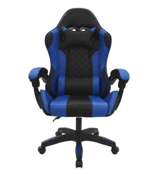 silla gamer ergonómica reclinable negro y azul